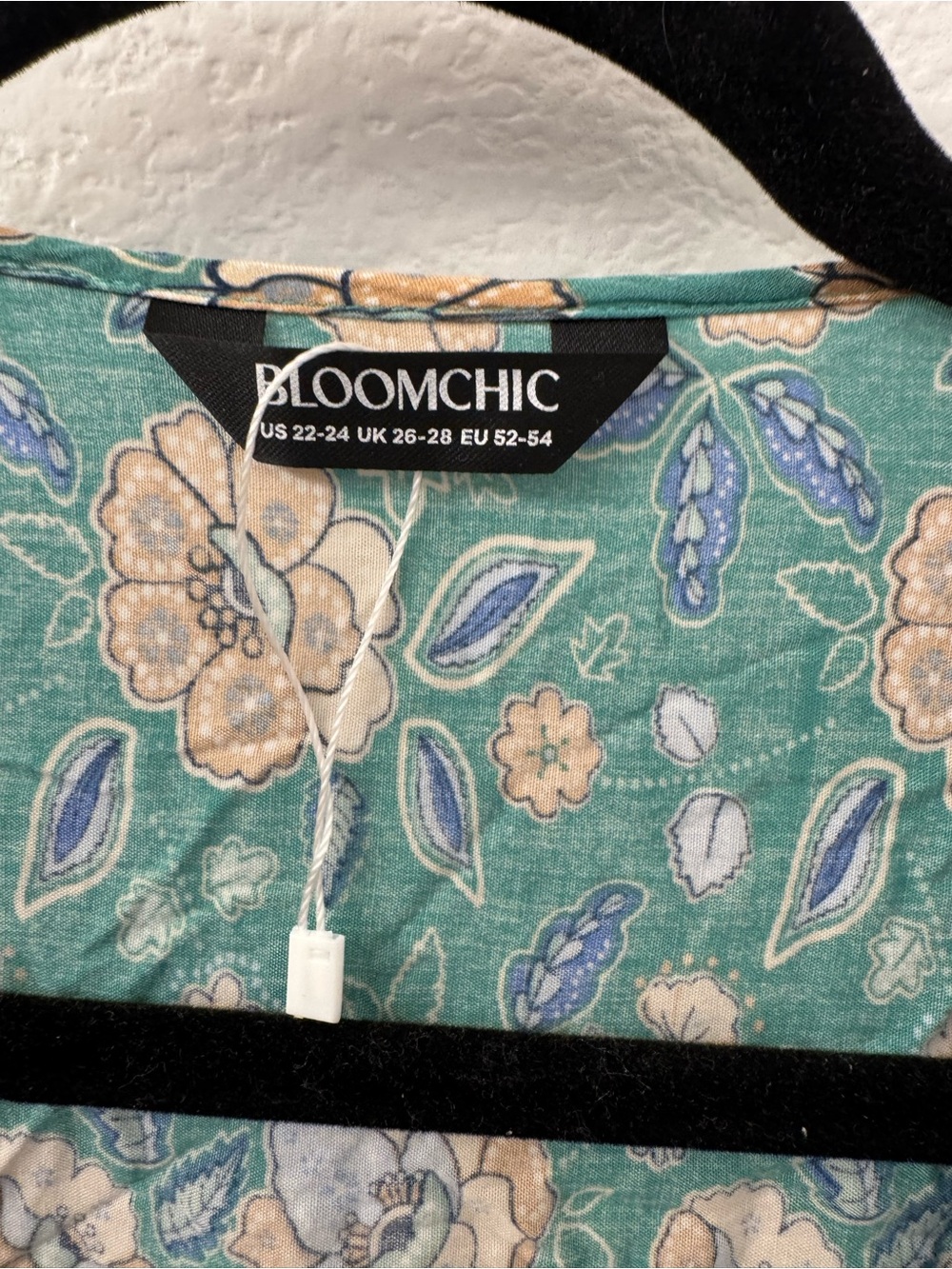 BloomChic Teal Floral Midi Dress with Cream Accents 22/24 plus garden boho - Picture 2 of 7